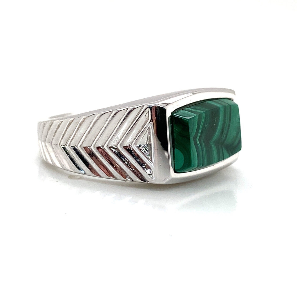 Effy Sterling Silver Malachite Square Top Chevron Ring Size 10 (view 2)