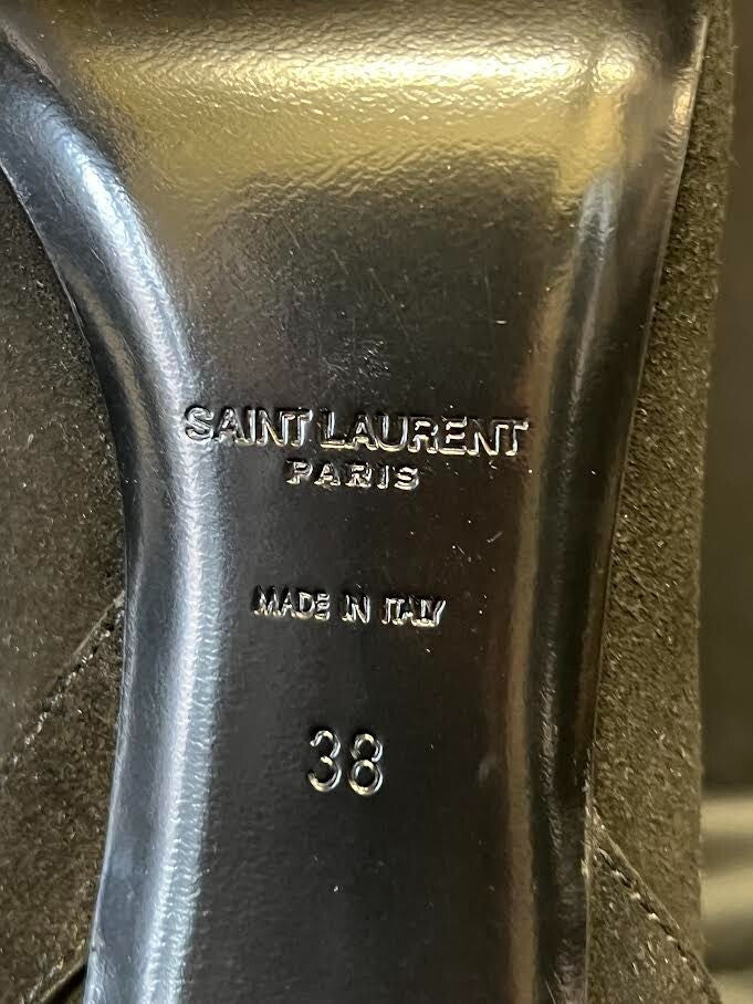 Saint Laurent Paris 110 Cbuck Boot Black Suede Harness Chain Size 38 (us 8) (view 14)