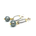 DAVID YURMAN COVERTIBLE DROP HOOP EARRINGS TAHITIAN PEARL SILVER 18K GOLD — Certified Authentic | San Diego Jewelry Buyers