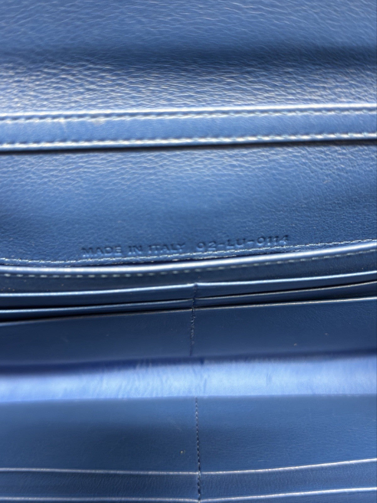 Christian Dior Lady Dior Pouch Wallet on Chain Patent Leather Blue/Silver — view 11
