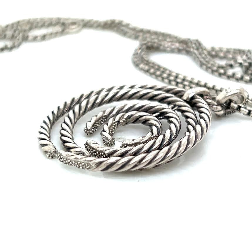 DAVID YURMAN WILLOW PENDANT NECKLACE STERLING SILVER 18" CHAIN W JEWELRY BAG — view 12