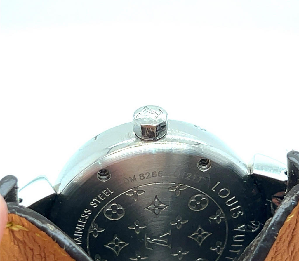 Louis Vuitton Tambour Watch Brown Stainless Steel Leather 28mm Q1211 (view 13)
