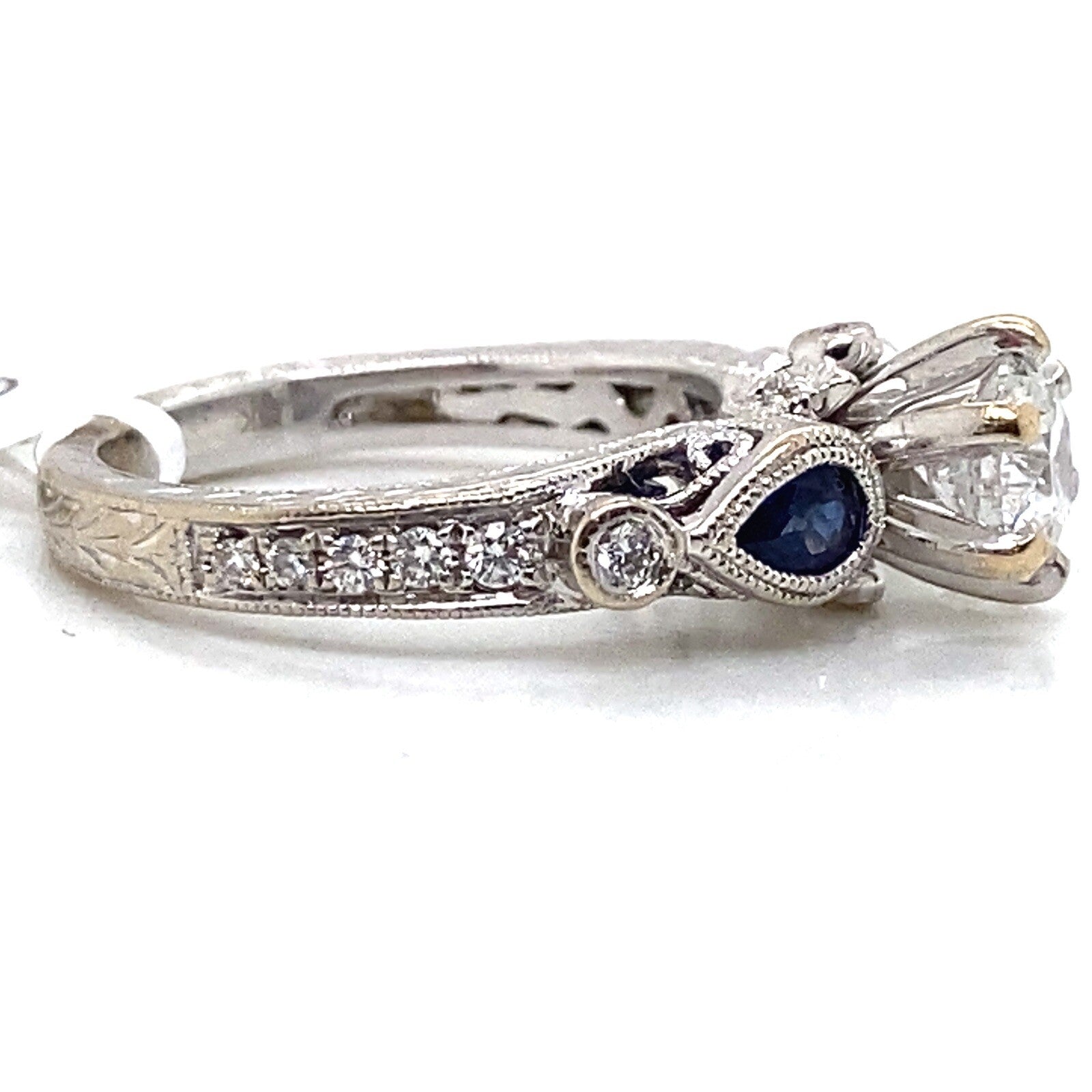 Shane Co. Engagement ring Shane & Co. design RB diamond 0.70ct E I1 with sapphires 14Kw — view 3