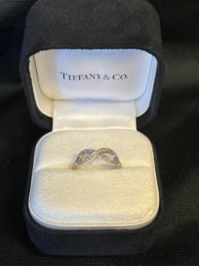 Tiffany & CO Platinum and Diamond Infinity Ring Size 4.5 (view 13)