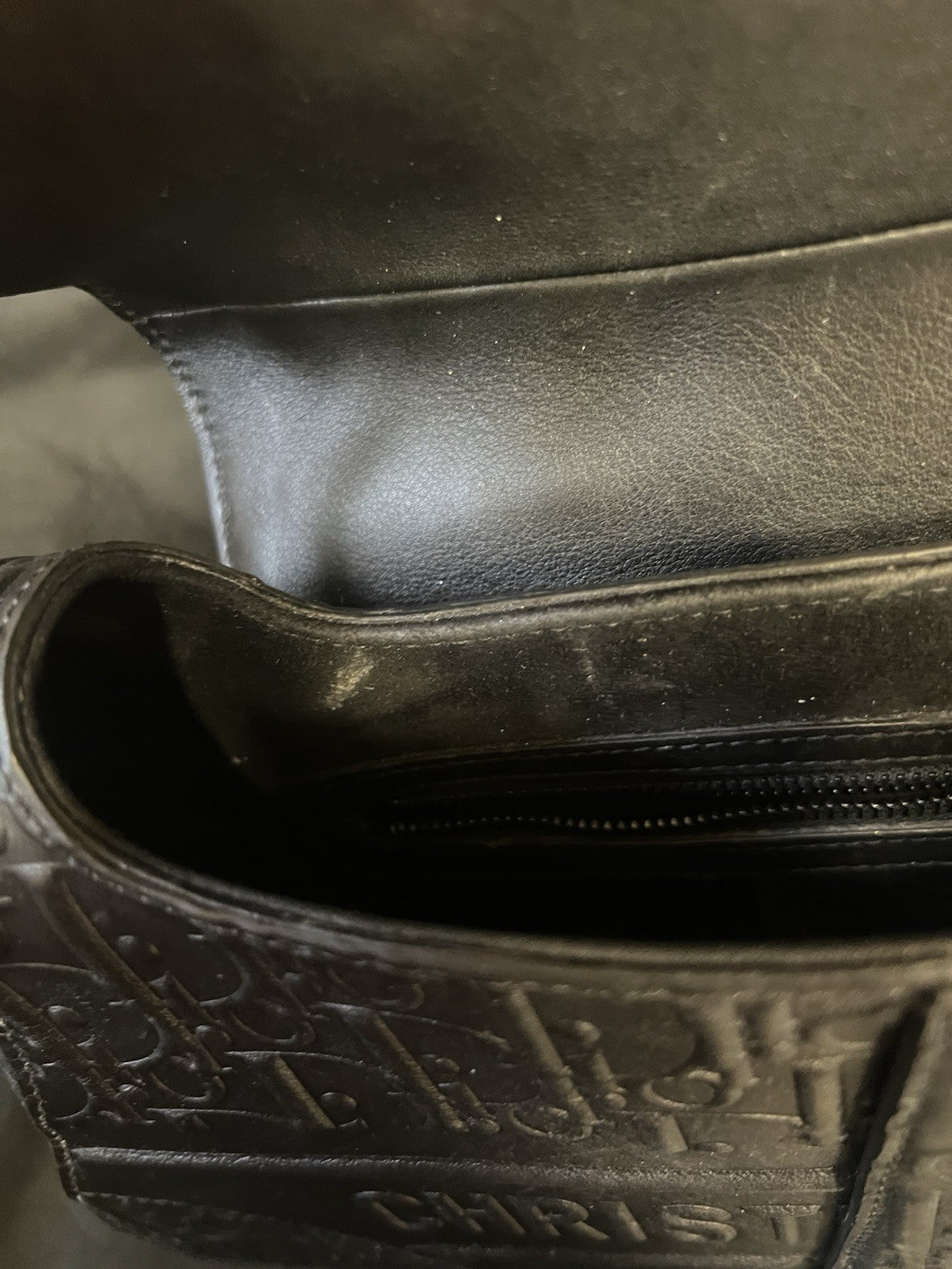 CHRISTIAN DIOR BLACK OBLIQUE EMBOSSED CALFSKIN SADDLE BAG — view 8