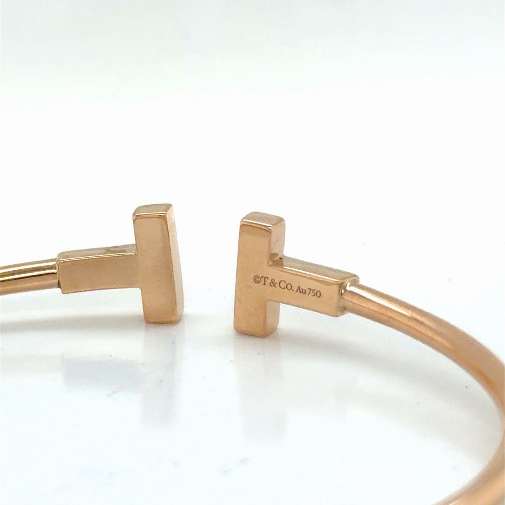 Tiffany & Co. T Wire Bracelet 18k Rose Gold Size Medium 6.25 in (view 7)