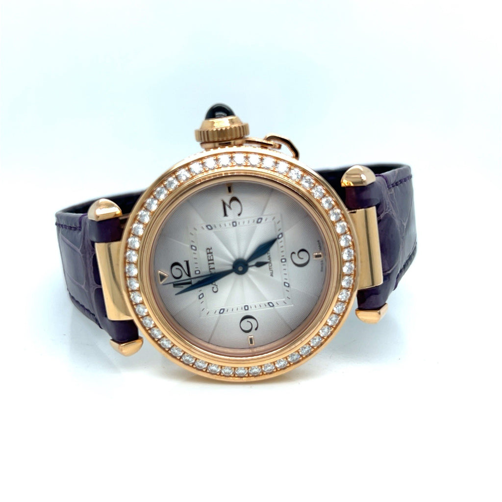 CARTIER PASHA 35MM 18K ROSE GOLD DIAMOND BEZEL WJPA0012 EXTRA STRAPS, BOX — view 2