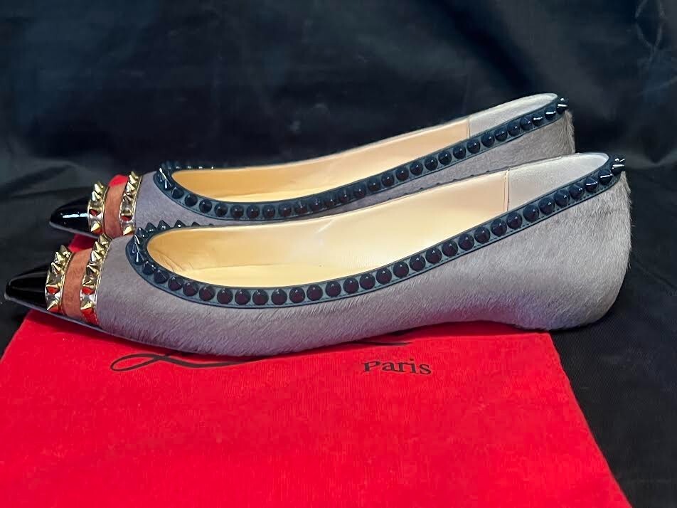 Christian Louboutin Calf Hair Spiked Malabar Hill Flat Size 38 (us 8) (view 4)