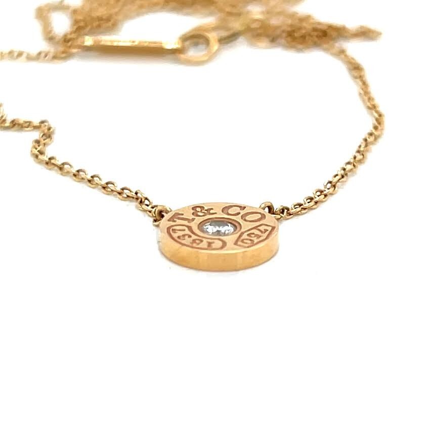 Tiffany & CO Diamond Circle Pendant 16" Necklace 18K Rose Gold with Box (view 1)
