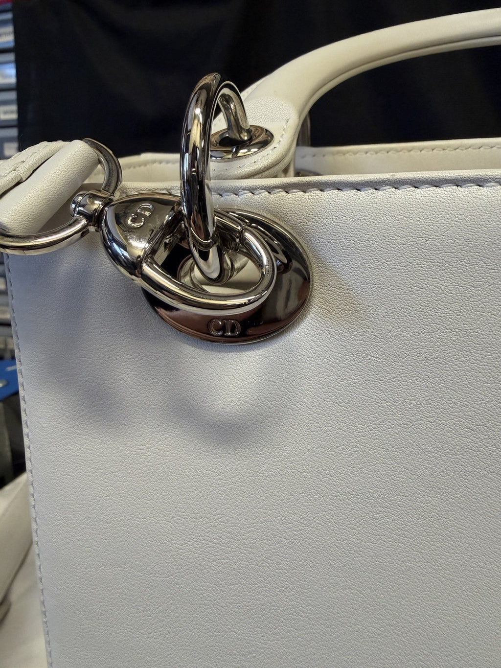 Christian Dior Medium Patch Lady Dior Bag White Calfskin Leather — view 16