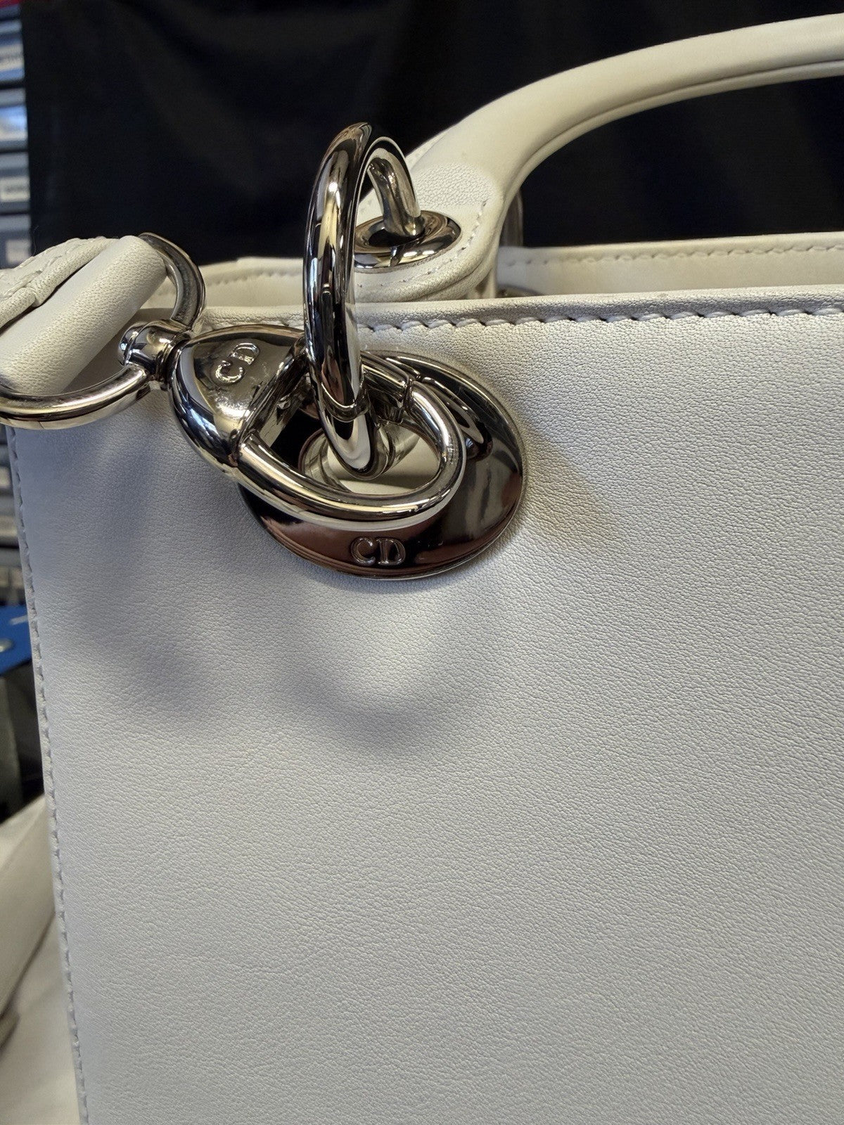 Christian Dior Medium Patch Lady Dior Bag White Calfskin Leather — view 16