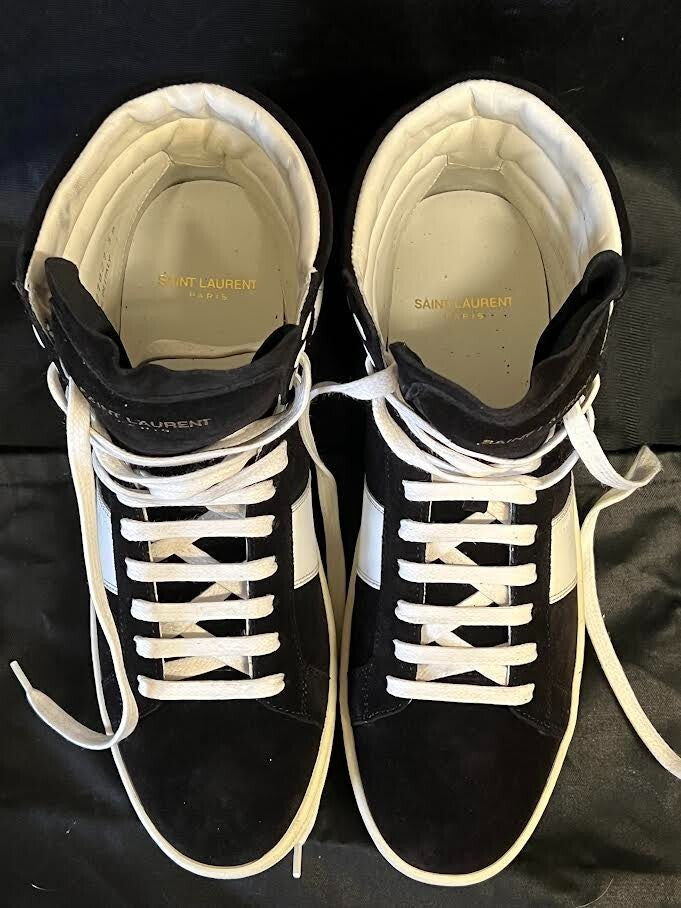 Saint Laurent SL/O2H High Top Sneakers Black and White Suede Size 39 (us 6) (view 7)