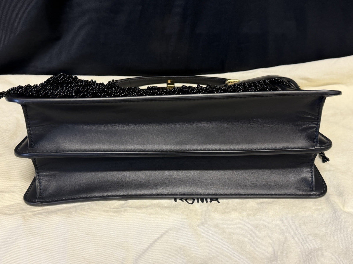 Fendi Peekaboo I See U East-West Black Leather Bag with Beaded Fringe (view 5)