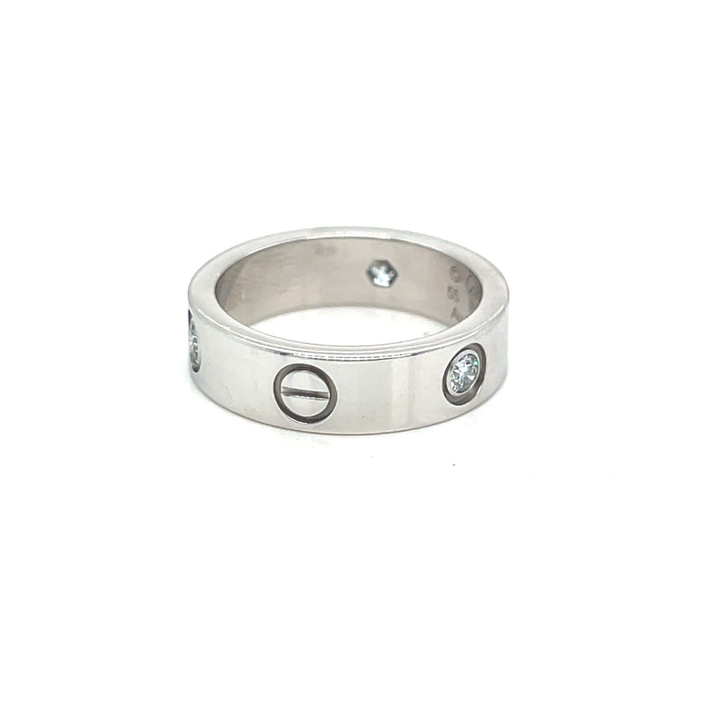 Cartier Love Ring Classic 5.5mm 3 Diamonds 0.23tcw 18K White Gold Size 55 (7.5) — view 7