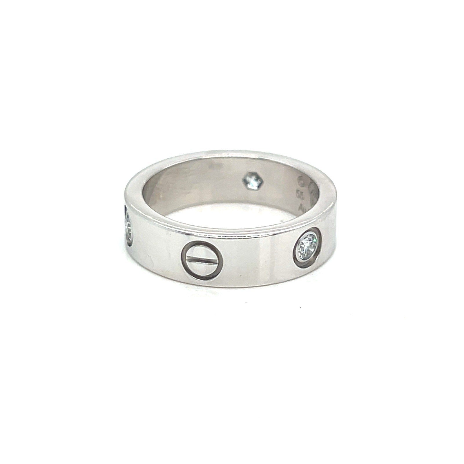 Cartier Love Ring Classic 5.5mm 3 Diamonds 0.23tcw 18K White Gold Size 55 (7.5) — view 7