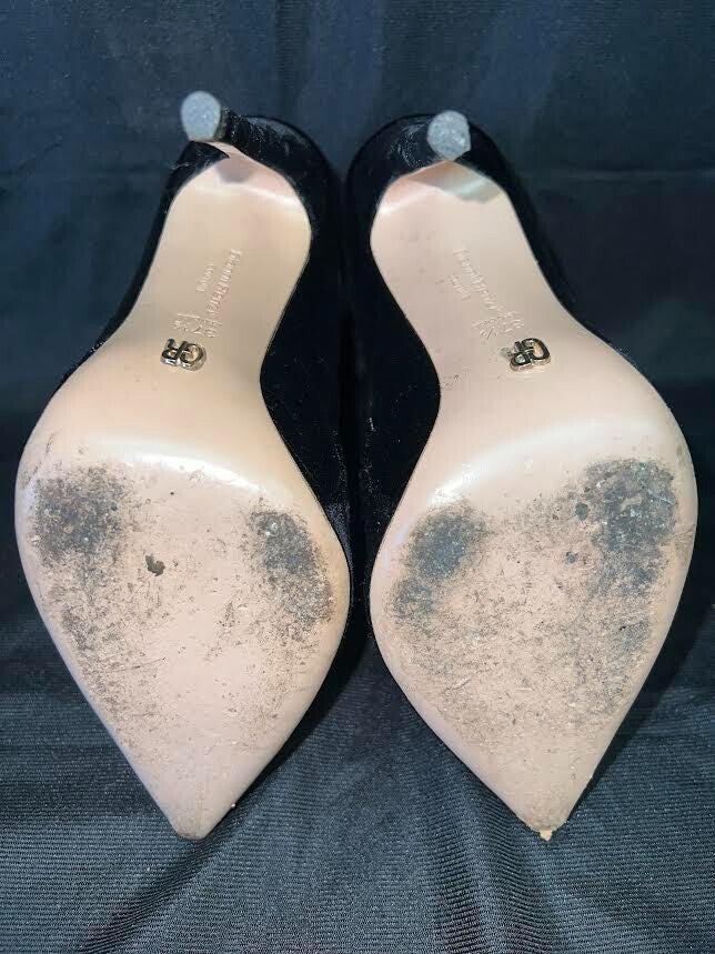 Gianni Renzi Couture Black Velvet Pointed Toe Pumps/ankle Boots 4in Heel 37.5 (view 5)