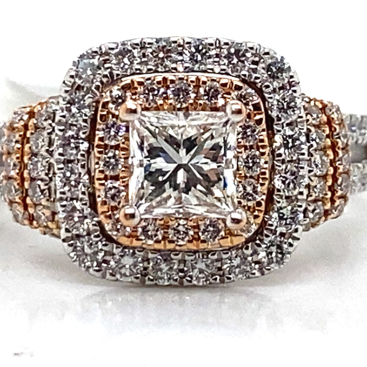 Vera Wang diamond engagement ring 1.58ctwa with rose gold accents size 6.5 (view 2)