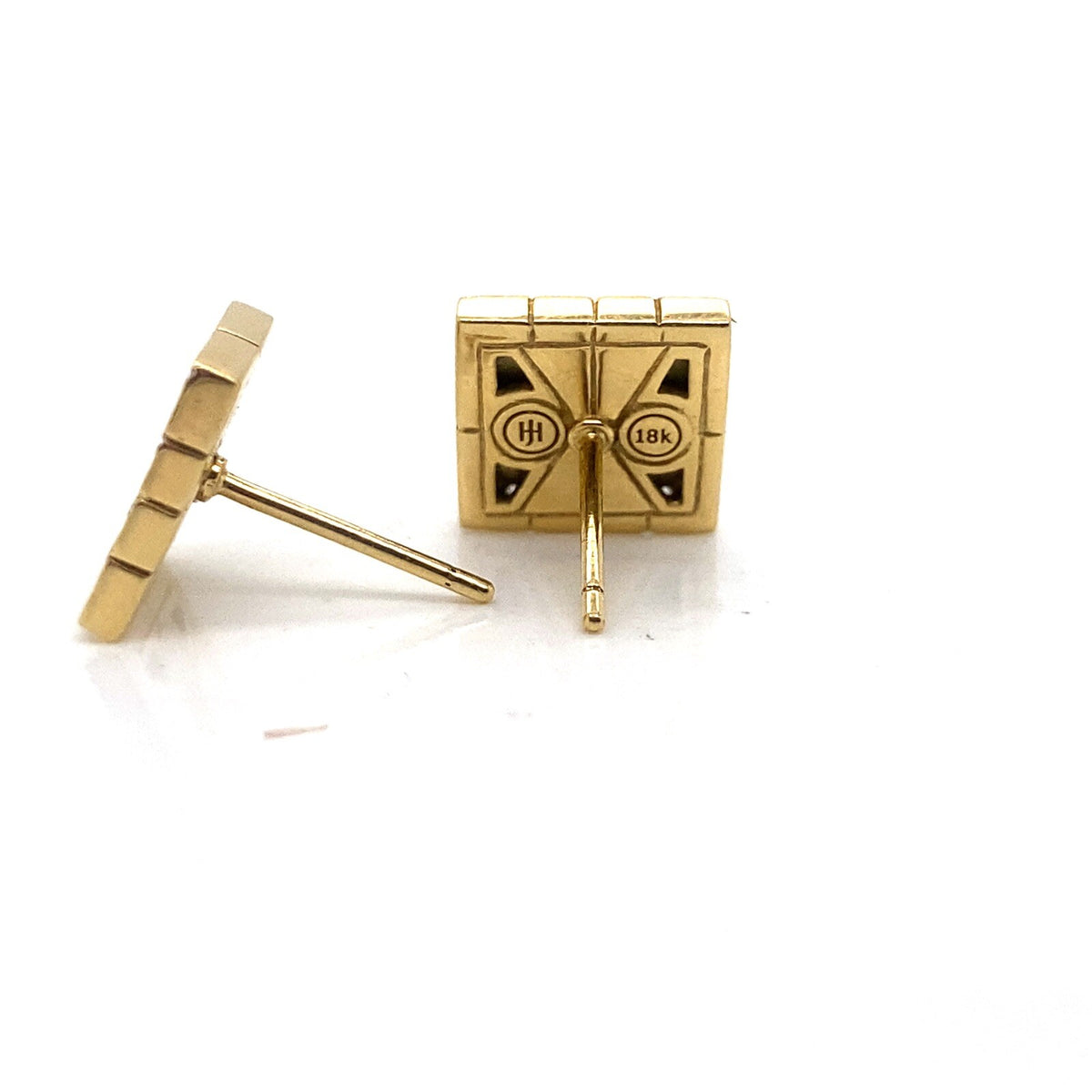 John Hardy 18k Yellow Gold Diamond Modern Chain Square Stud Earrings (view 3)