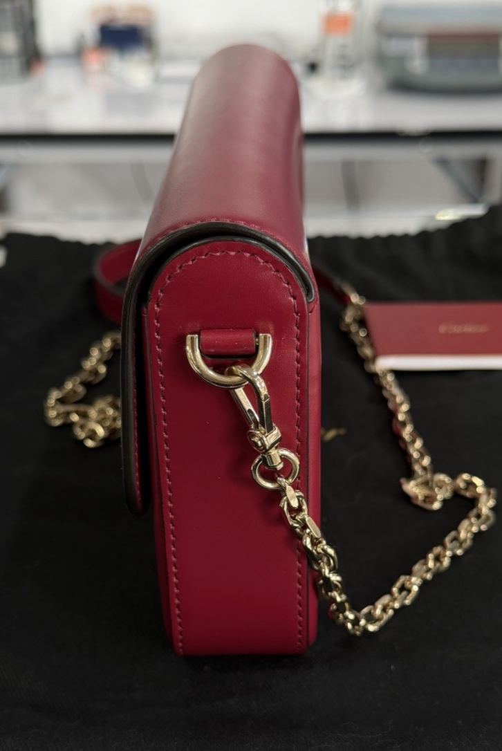 Cartier Mini Bag, C de Cartier Cherry Red Calfskin Gold Hardware Chain Strap — view 4