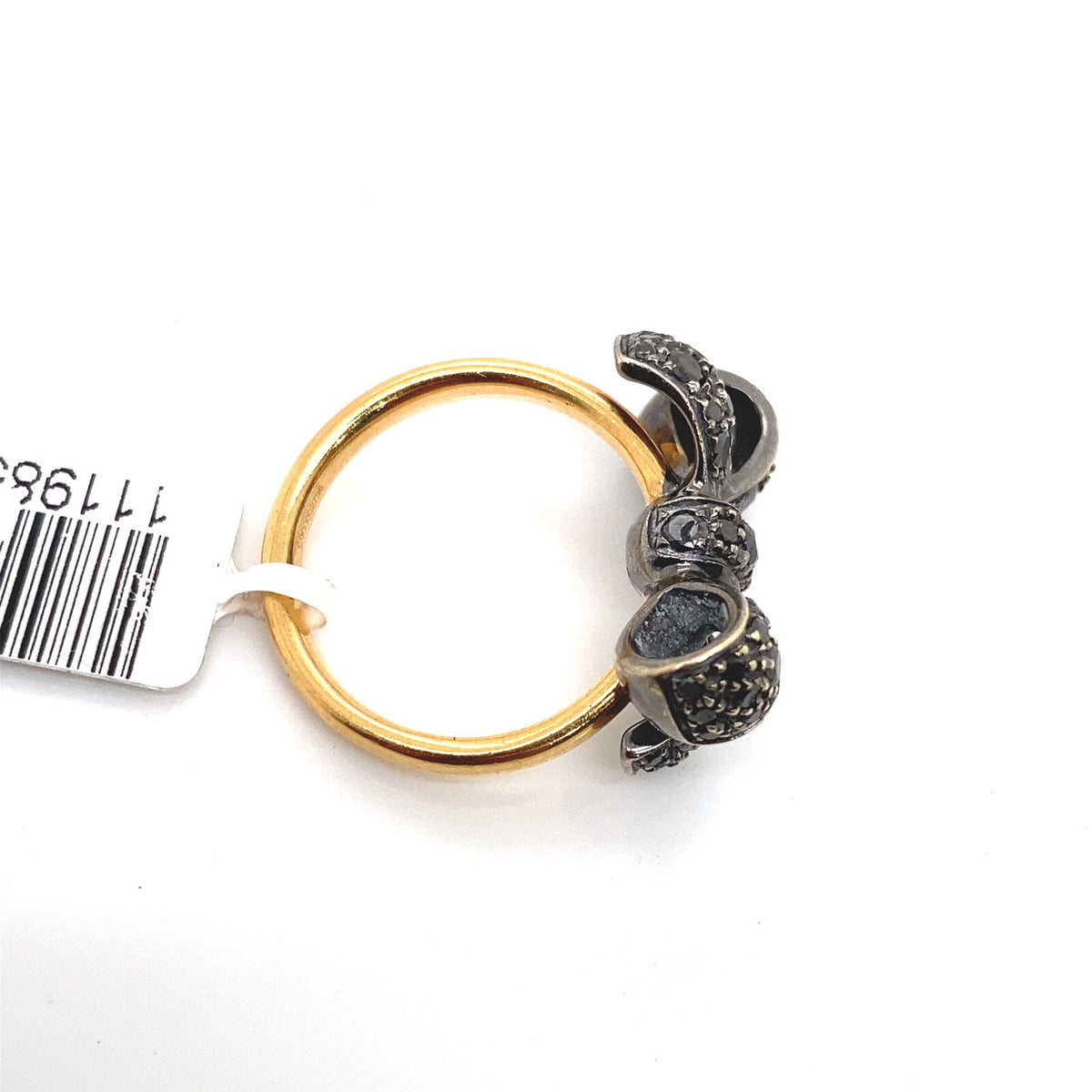 Pomellato ring 18K two tone bow design with 0.70ctw black dias. size 5 (view 4)