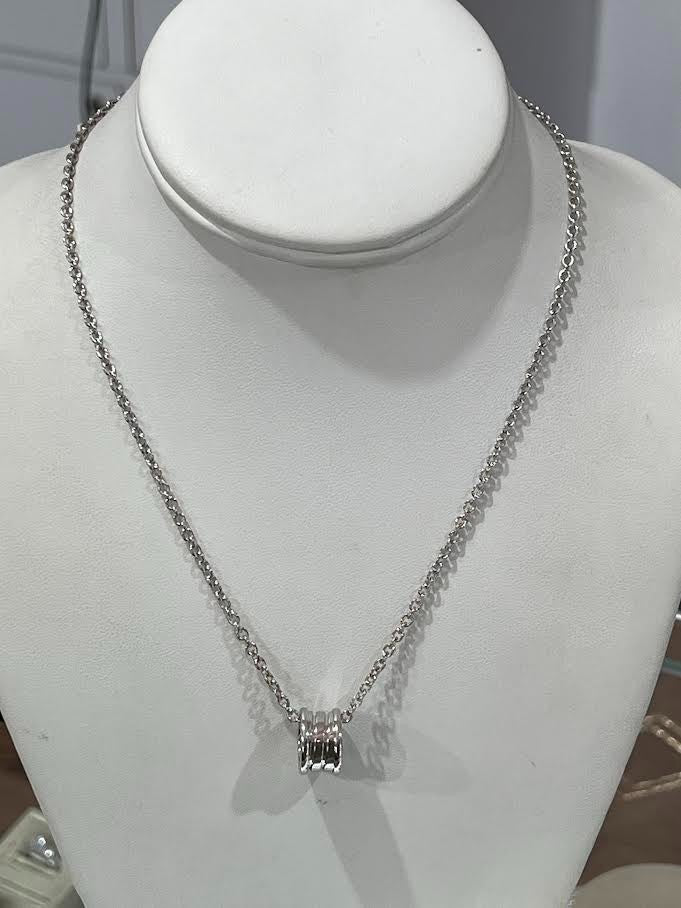 Bvlgari b.zero1 Necklace 18K White Gold Round Pendant Necklace 17in Chain (view 6)