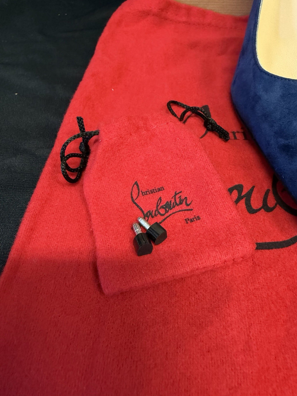 Christian Louboutin Kate Navy Blue Velour Pumps Size 37(US 7) (view 9)