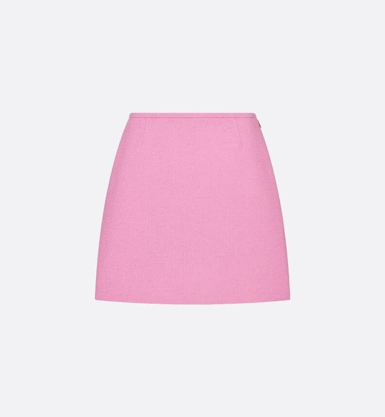 CHRISTIAN DIOR MINISKIRT HYDRANGEA PINK WOOL/COTTON BOULCE BLEND SIZE 34/ US 00