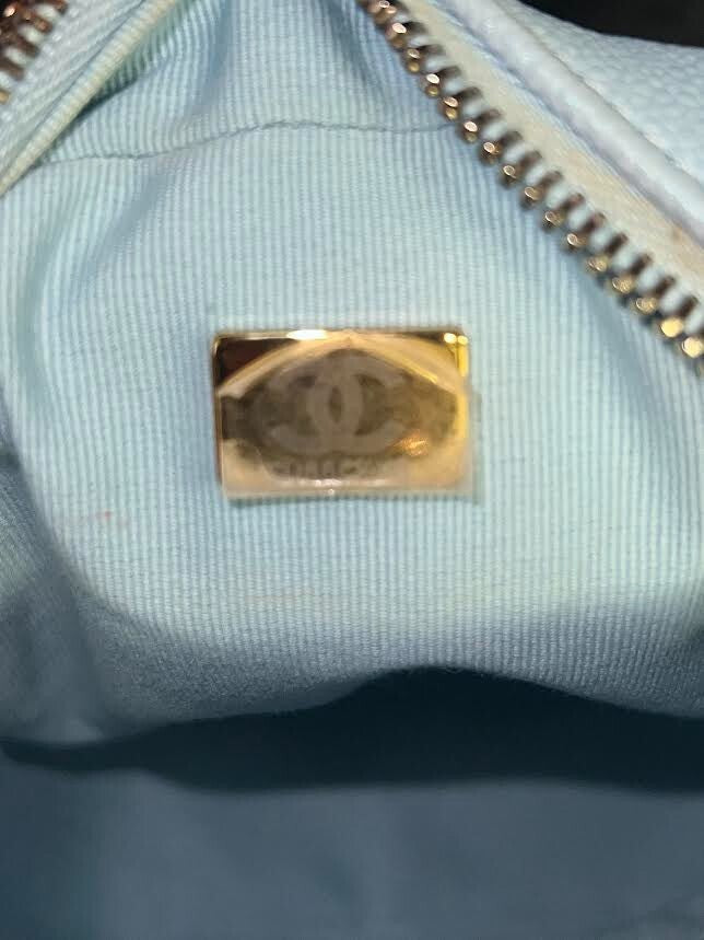 Chanel MY Perfect Camera Bag Mini Blue Iridescent W Gold Adjustable Chain Strap (view 7)