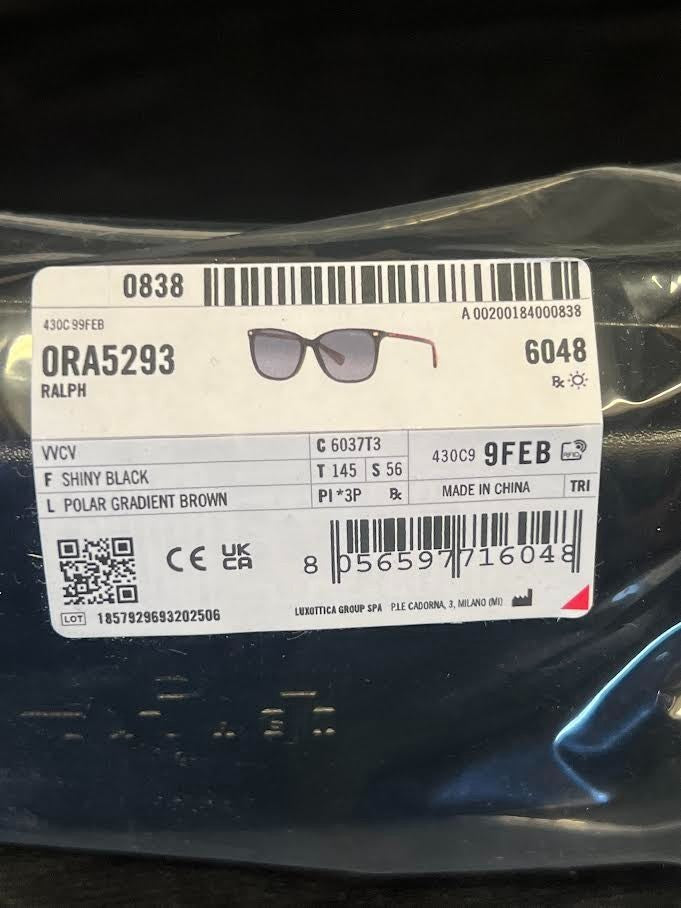 RALPH LAUREN SUNGLASSES VVCV RA5293 SHINY BLACK POLARIZED GRADIENT BROWN 145mm — view 10