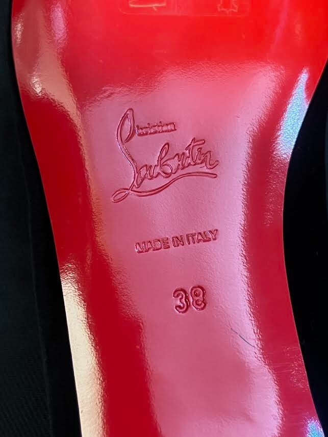 Christian Louboutin Black Velvet Ballerina Flats W Silver Metallic Accent (view 6)