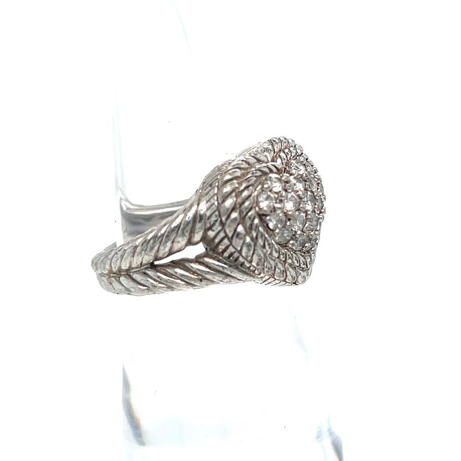 Judith Ripka Sterling Silver 925 Cubic Zirconia Heart Ring Size 6 (view 7)