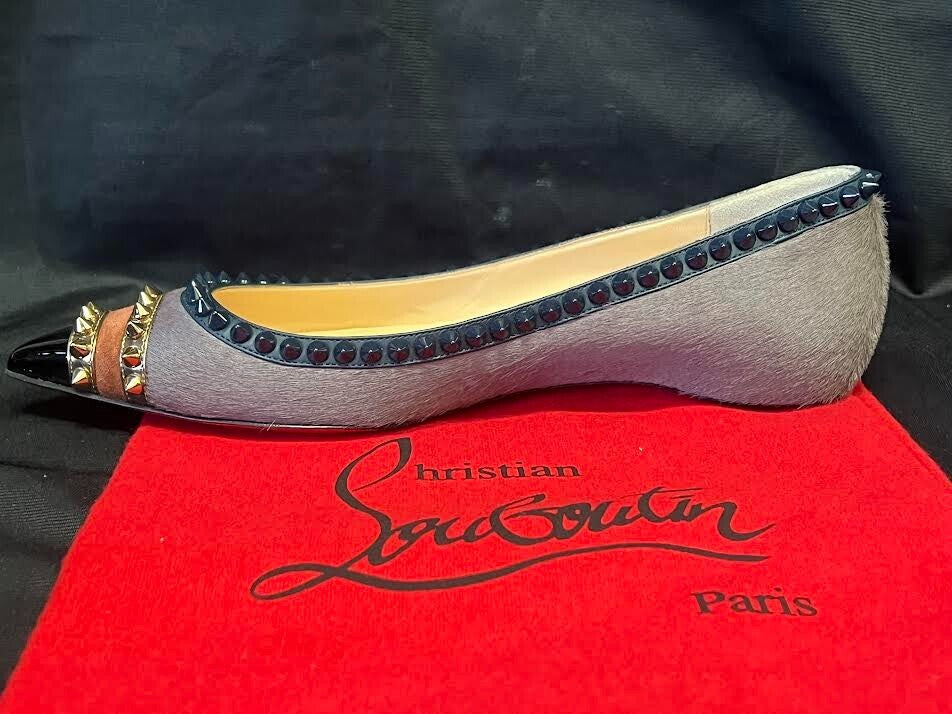 Christian Louboutin Calf Hair Spiked Malabar Hill Flat Size 38 (us 8) (view 6)