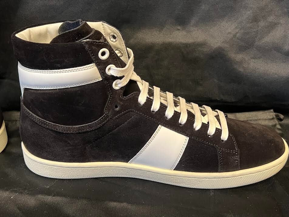 Saint Laurent SL/O2H High Top Sneakers Black and White Suede Size 39 (us 6) (view 6)