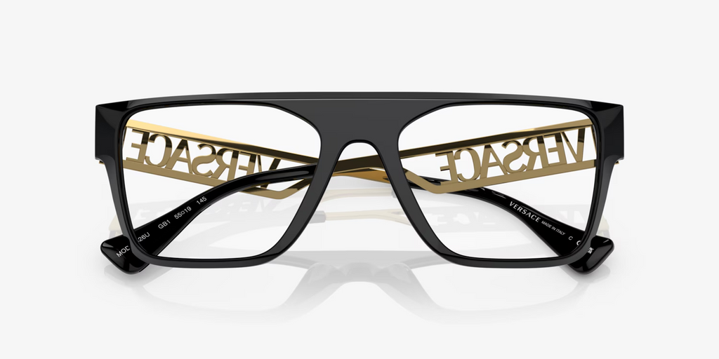 Versace Rectangle Eyeglasses VE 3326U GB1 Black/Gold Frame, Demo Lens 145mm — view 5