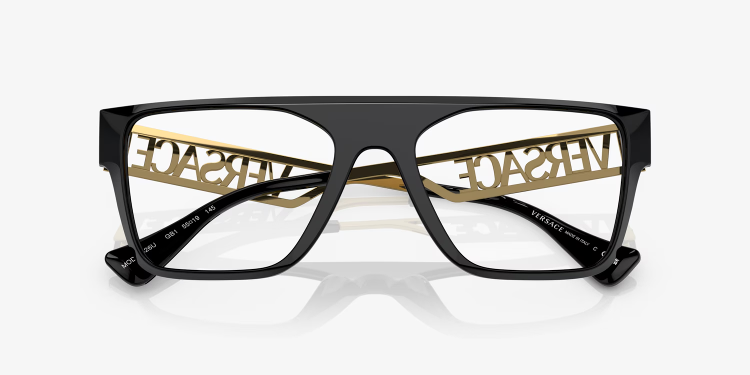 Versace Rectangle Eyeglasses VE 3326U GB1 Black/Gold Frame, Demo Lens 145mm — view 5