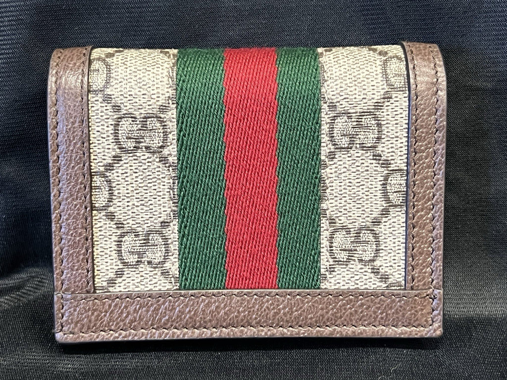 GUCCI OPHIDIA GG SUPREME CANVAS AND LEATHER COMPACT WALLET1