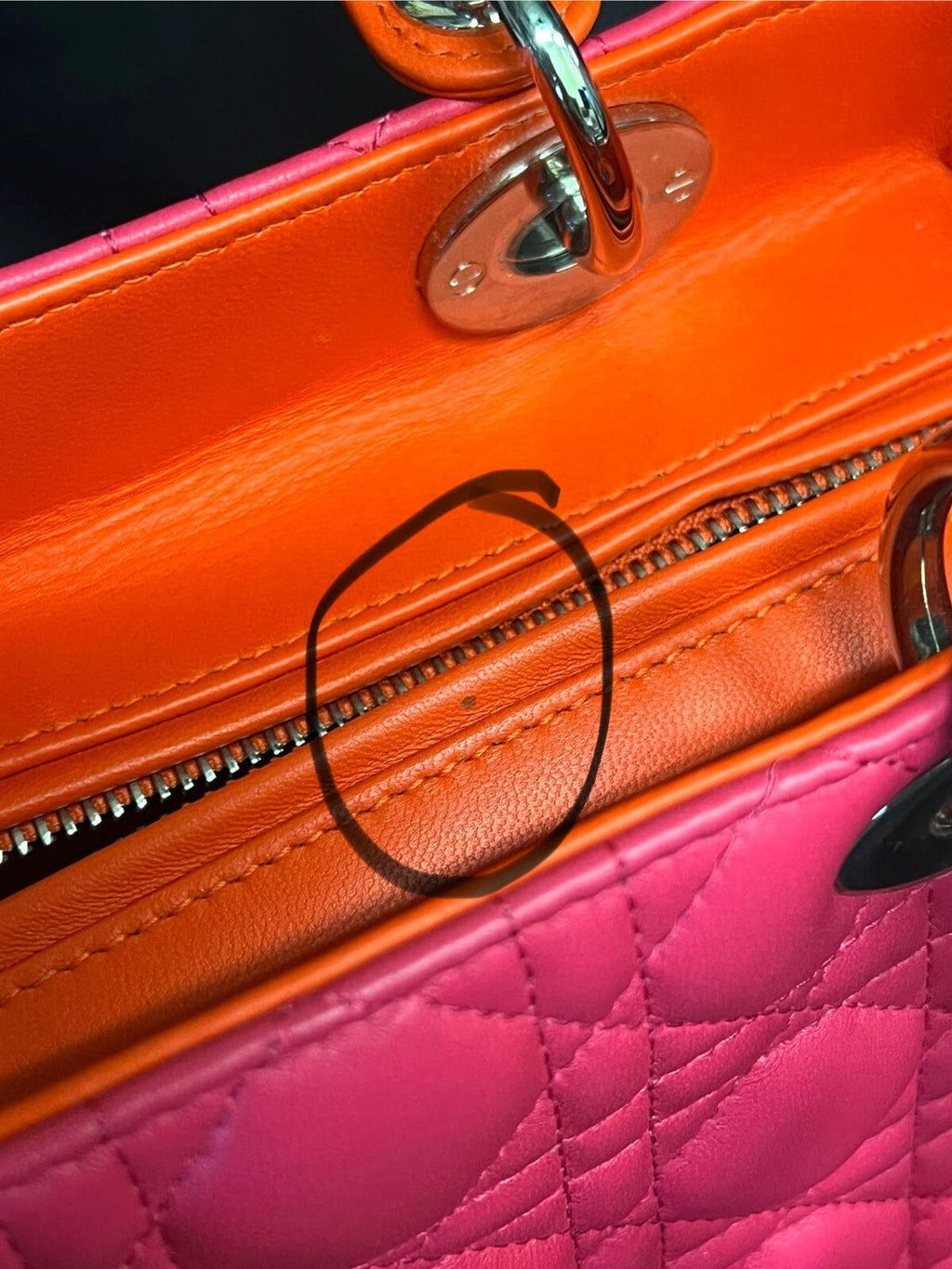 Christian Dior Tri Color Lady Dior Medium Top Handle Bag W Removable Strap (view 13)
