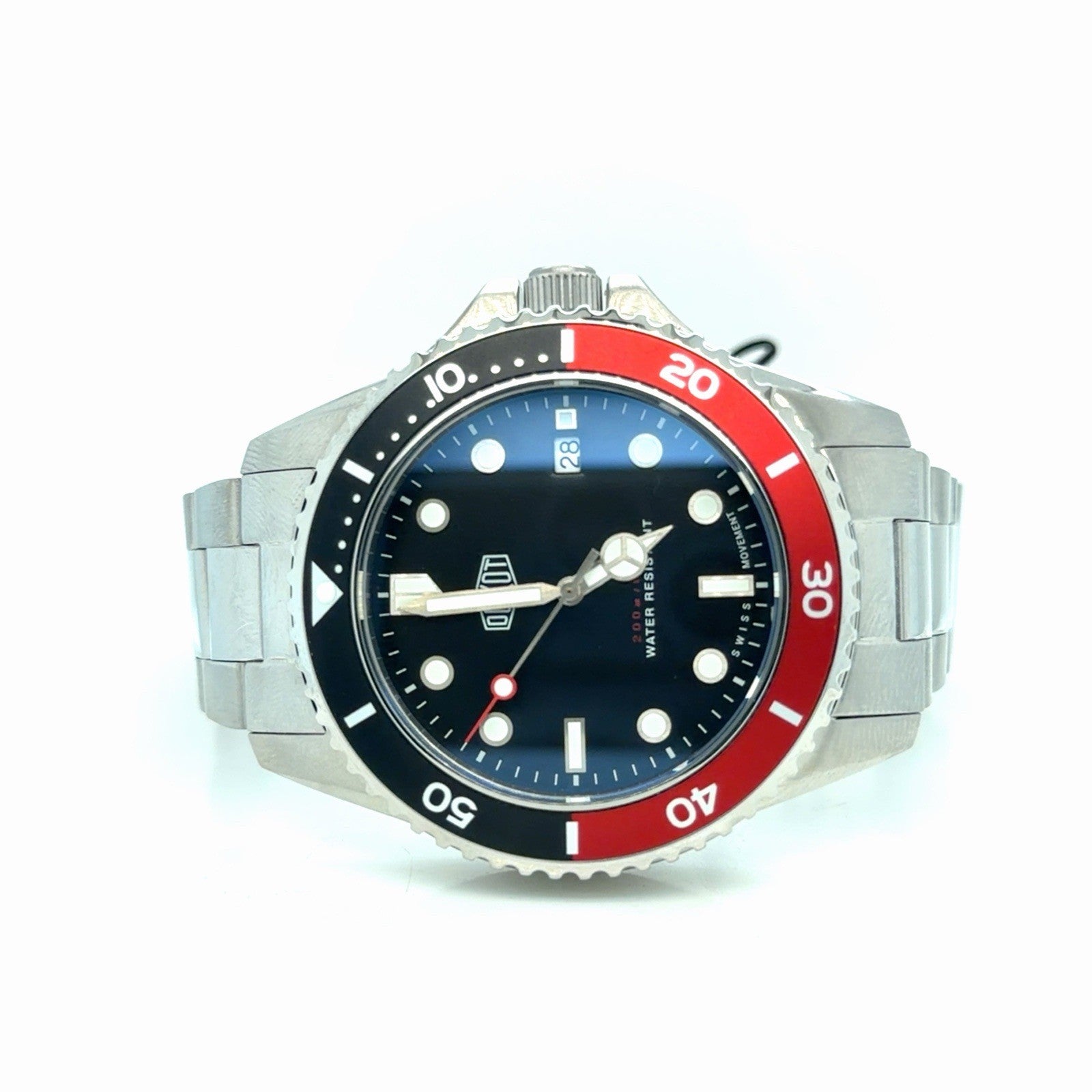 Duxot Altum 42 mm Swiss Quartz Watch Black & Red "Coke" Bezel DX-2025-55 (view 3)