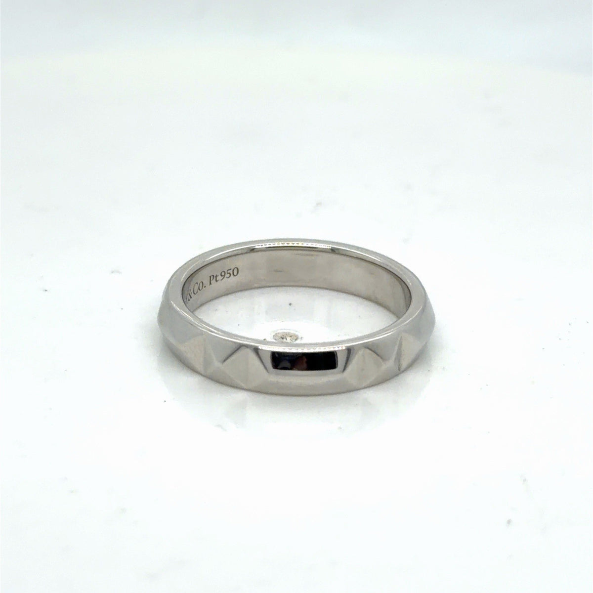 Tiffany & Co. Tiffany True 4 mm Beveled Band Platinum PT 950 Size 8 (view 3)