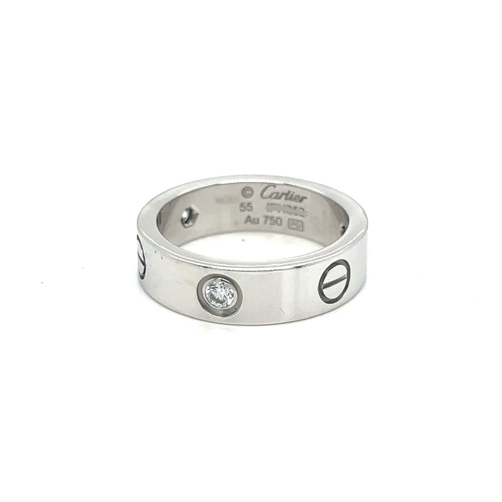 Cartier Love Ring Classic 5.5mm 3 Diamonds 0.23tcw 18K White Gold Size 55 (7.5) — view 8