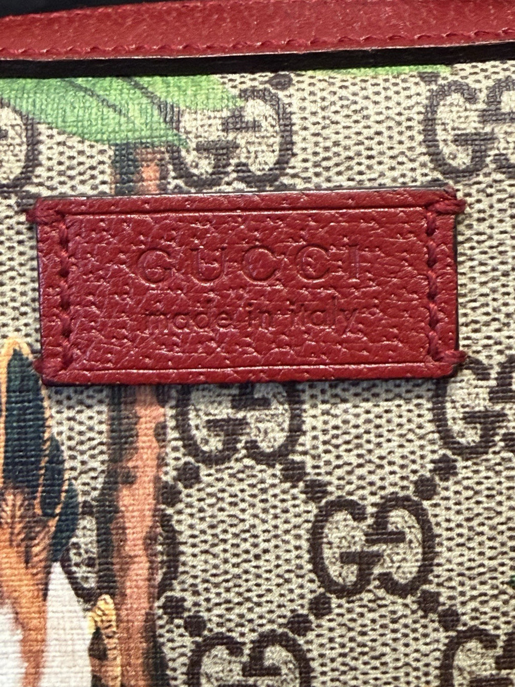 Gucci GG Supreme Tian Coated Canvas Crossbody Red Trim, Bird/Floral Pattern (view 8)