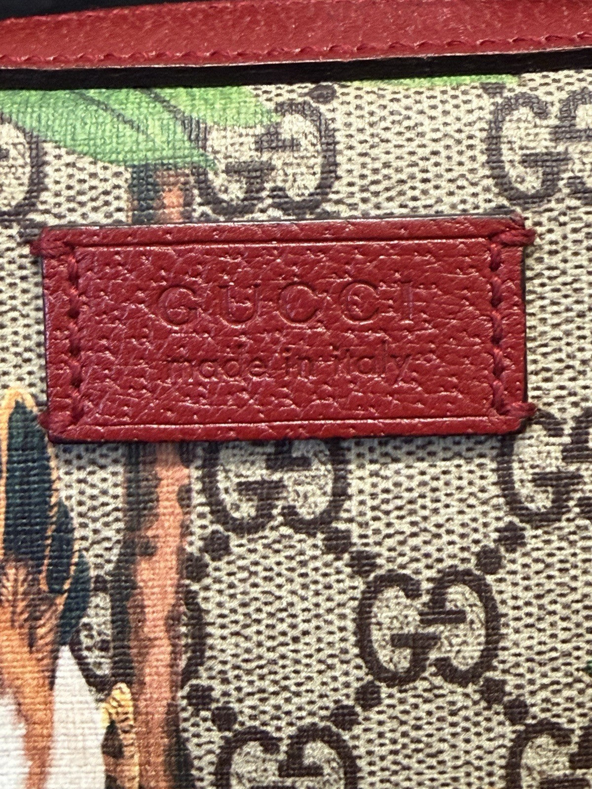 Gucci GG Supreme Tian Coated Canvas Crossbody Red Trim, Bird/Floral Pattern (view 8)