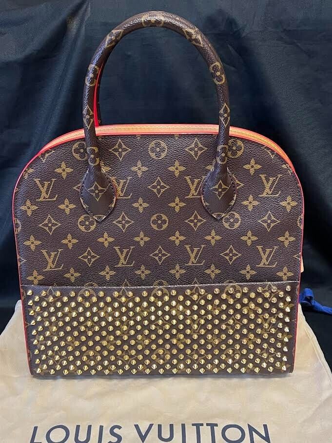 Louis Vuitton x Christian Louboutin Monogram Studded Red Calfhair Top Handle Bag (view 1)