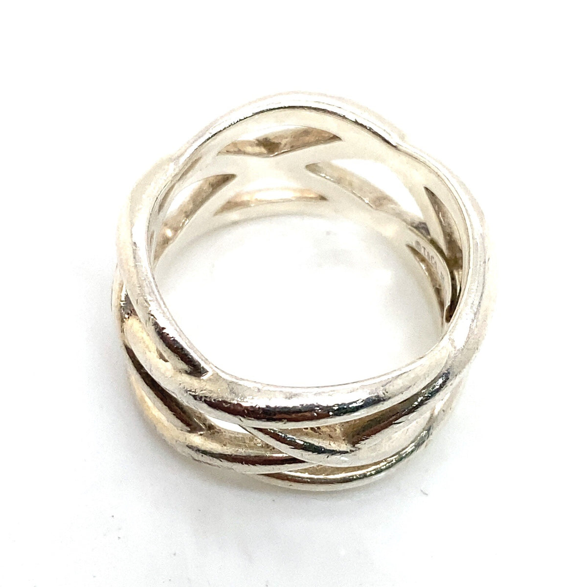 Tiffany & Co silver 925 ring open woven work, no stones size 7.25 (view 3)