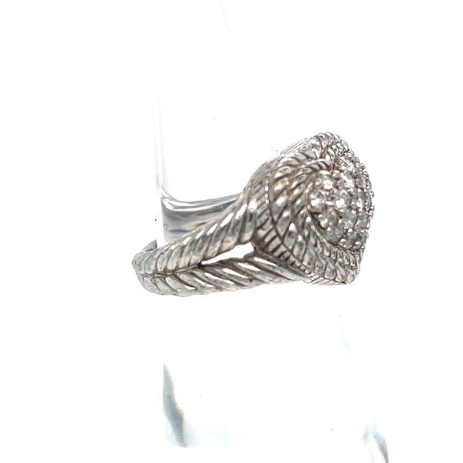 Judith Ripka Sterling Silver 925 Cubic Zirconia Heart Ring Size 6 (view 6)