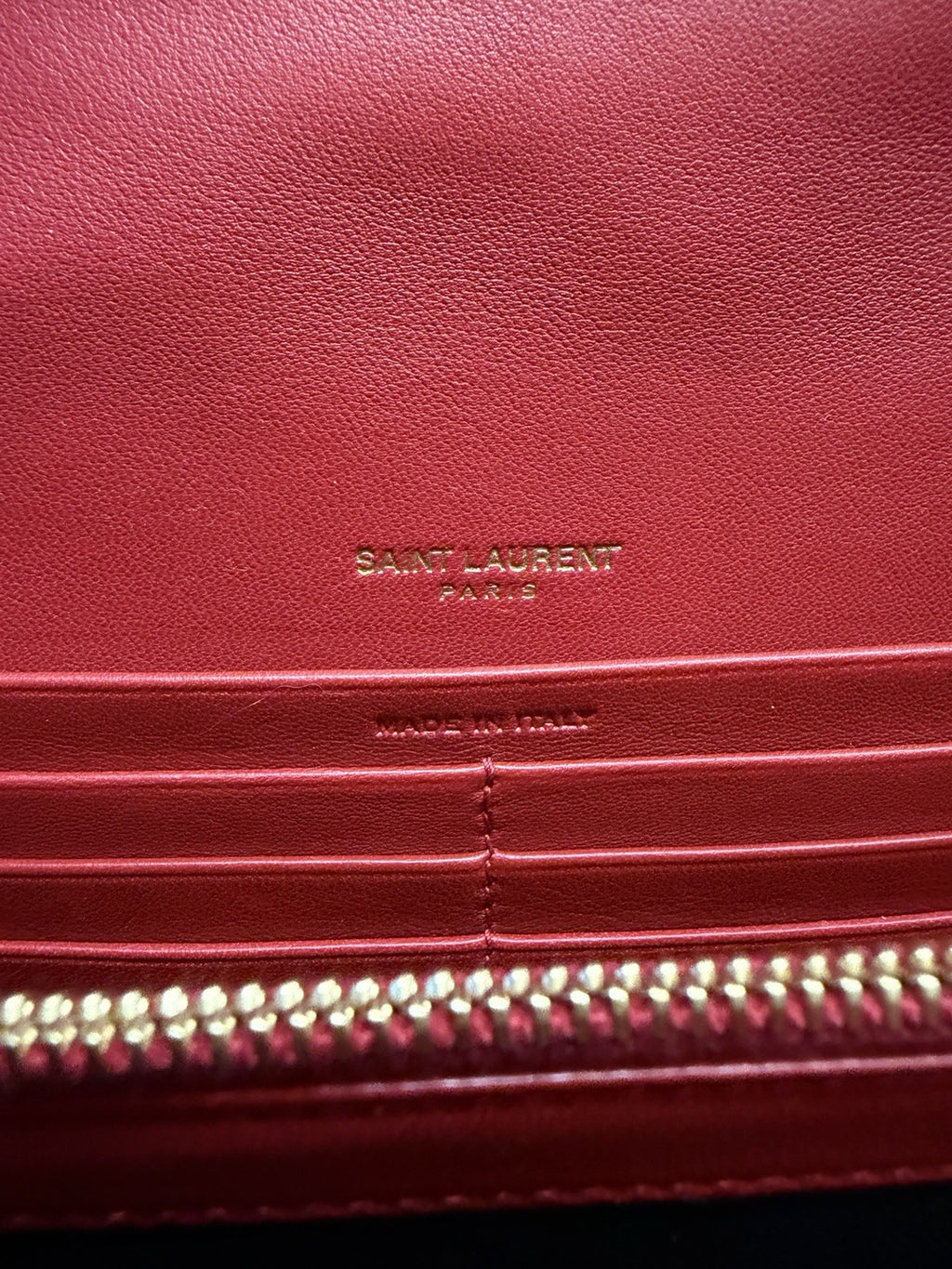 Saint Laurent YSL Vicky Bag Red Leather, Gold Chain Strap Crossbody — view 7