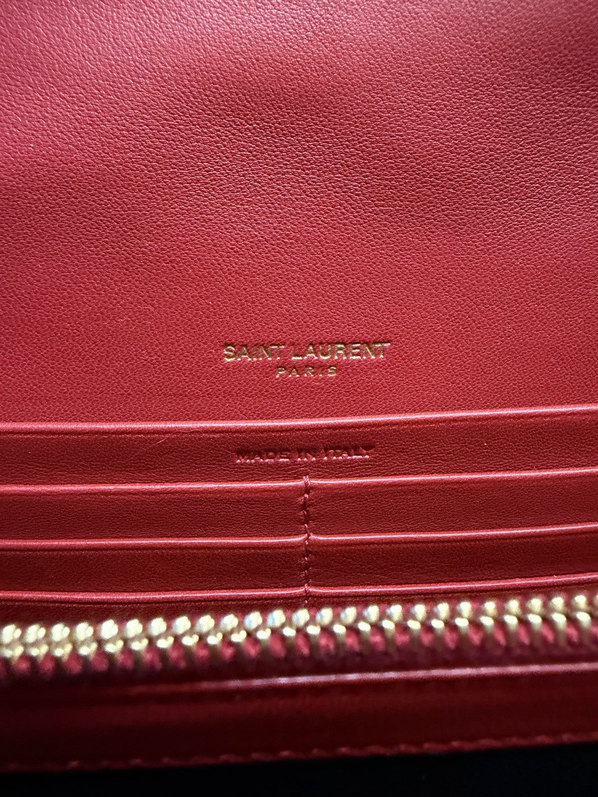 Saint Laurent YSL Vicky Bag Red Leather, Gold Chain Strap Crossbody — view 7