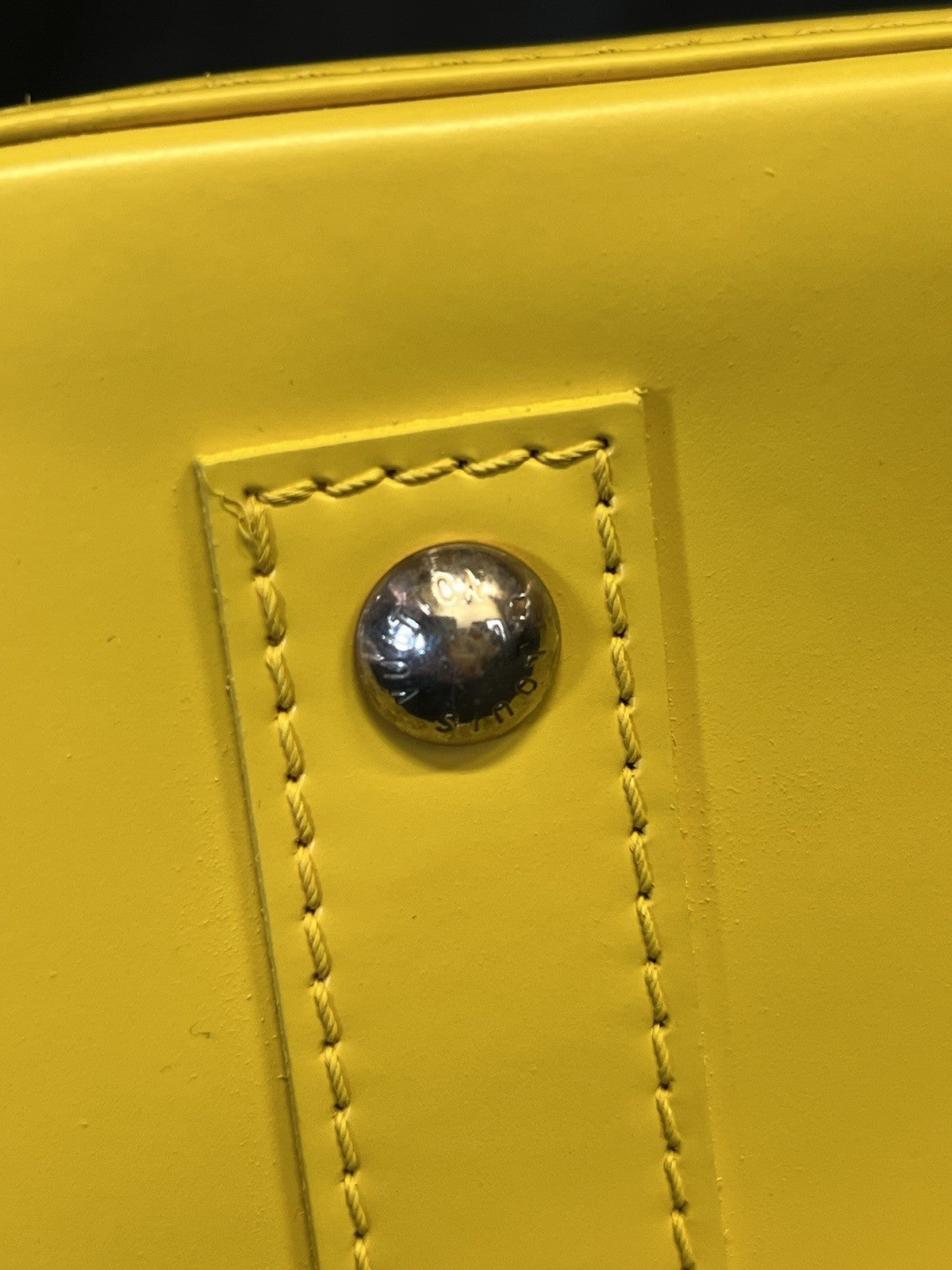Louis Vuitton Alma BB Yellow Leather Top Handle Bag Removable Shoulder Strap (view 13)