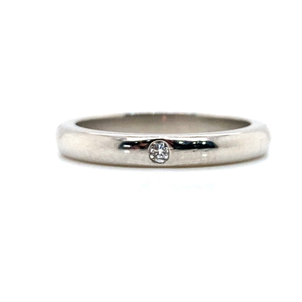 0.02ct Tiffany & Co. Elsa Peretti Platinum and Diamond 3mm Band Ring Size 4 — view 2