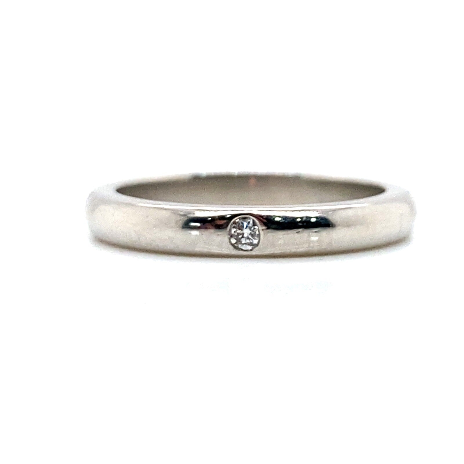 0.02ct Tiffany & Co. Elsa Peretti Platinum and Diamond 3mm Band Ring Size 4 — view 2